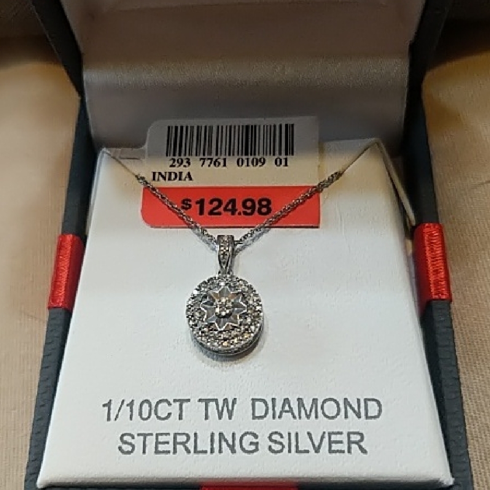 Intricate Sterling Silver Filigree Diamond Necklace